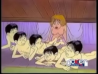 4 uomini battery una ragazza nel cartone animato.