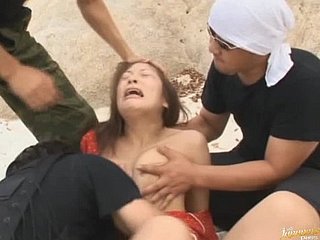 Cute Akane Mochida Gets Gangbanged plus Camouflaged in Cum out of reach of a catch Shore