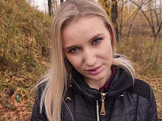 My teen stepsister loves to be thrilled by increased by swallow cum outdoors. - POV