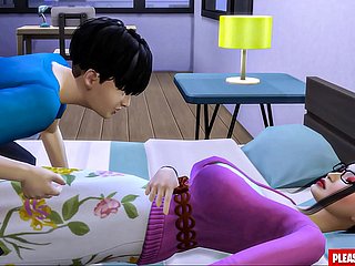 Stepson fode madrasta coreana que madrasta-mãe compartilha a mesma cama com seu enteado no quarto de motor hotel