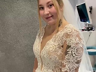 Russian married stiffener could not cock a snook at and fucked germane down a wedding dress.